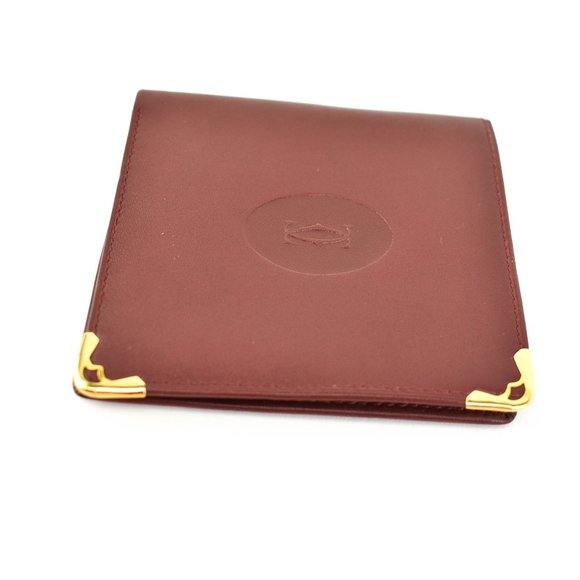 CARTIER: Burgundy, Leather Double C Logo Wallet pm - Picture 6 of 10